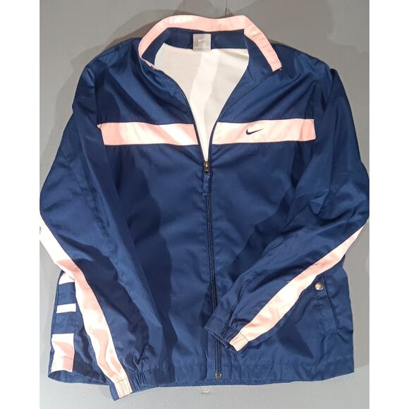 Nike Windbreaker Jacket M Pink Navy Colorblock Retro Y2K Sportycore - Picture 1 of 8